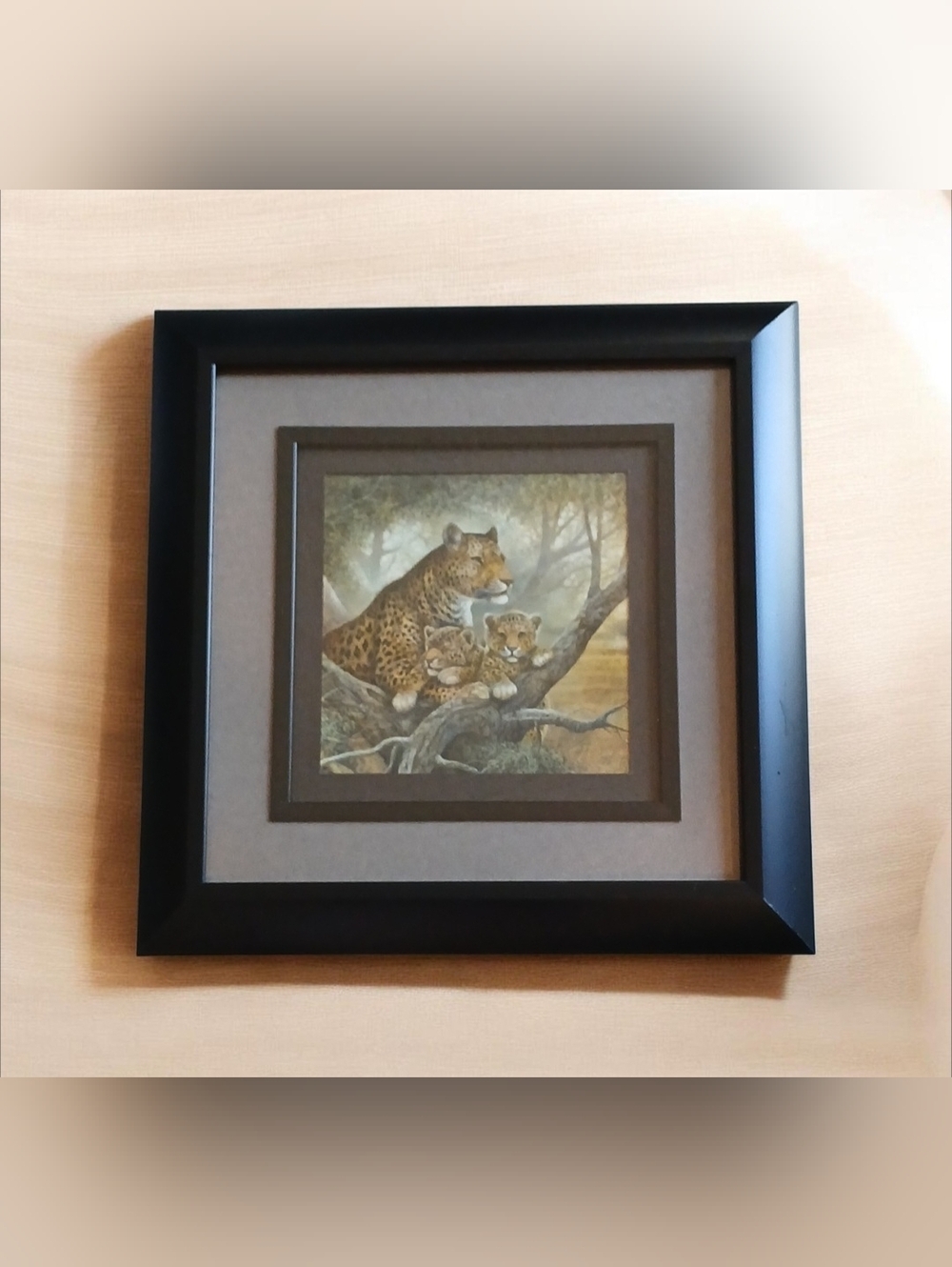 "Shadow Of Love" Framed Leopard Family Wall Art